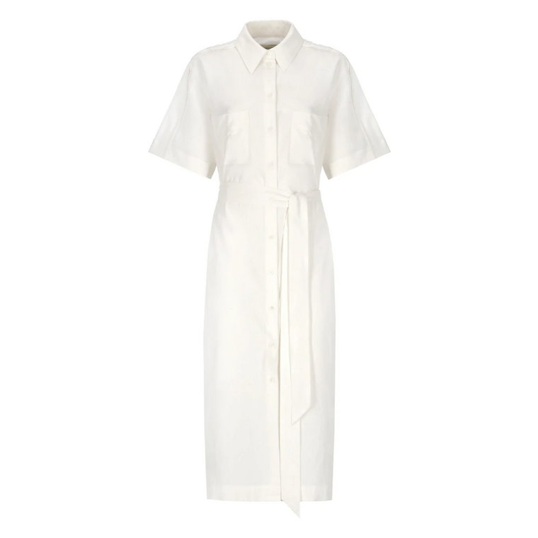 Biała Sukienka z Bawełny z Kołnierzem Maison Kitsuné
