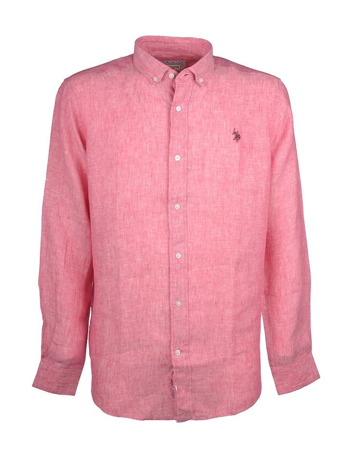 U.S. Polo Assn. Lniana koszula - Regular fit - w kolorze jasnoróżowym