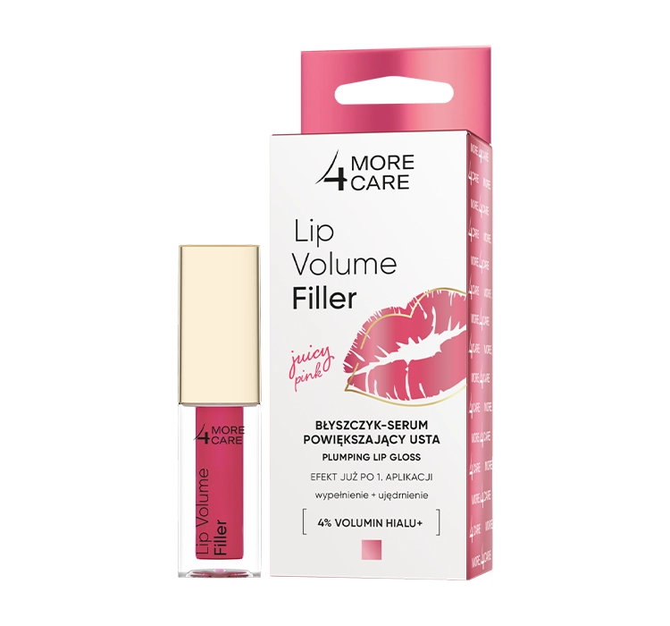 MORE4CARE LIP VOLUME FILLER BŁYSZCZYK-SERUM POWIĘKSZAJĄCY USTA JUICY PINK 4,8G