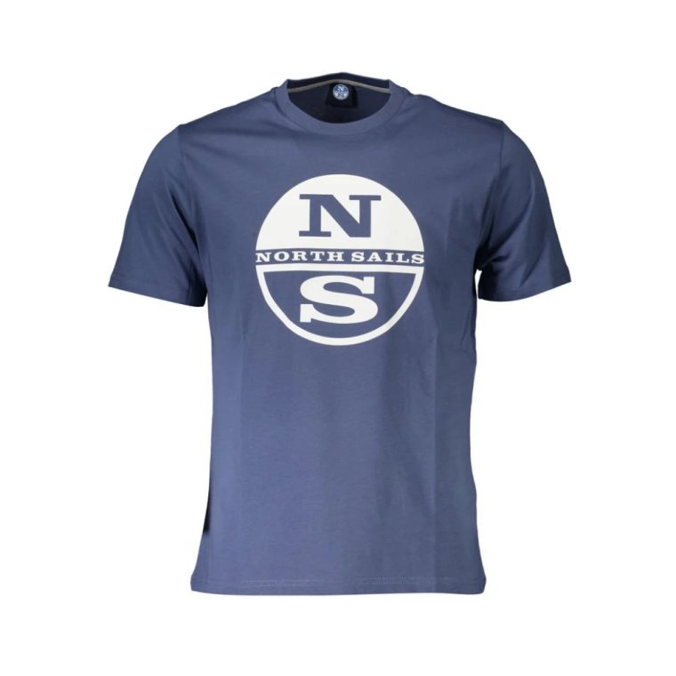 Niebieski T-shirt z nadrukiem i logo North Sails