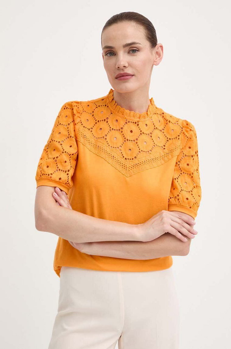 Morgan bluzka bawełniana DULIE damska kolor pomarańczowy gładka