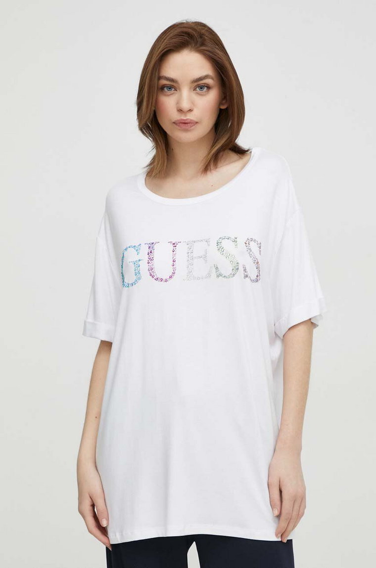 Guess t-shirt plażowy kolor biały E4GI02 K68D2