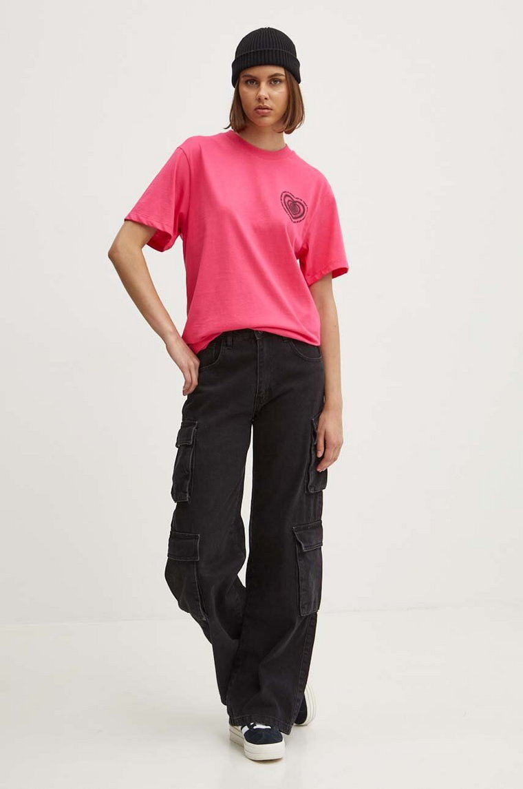 HUGO t-shirt bawełniany damski kolor różowy 50521072