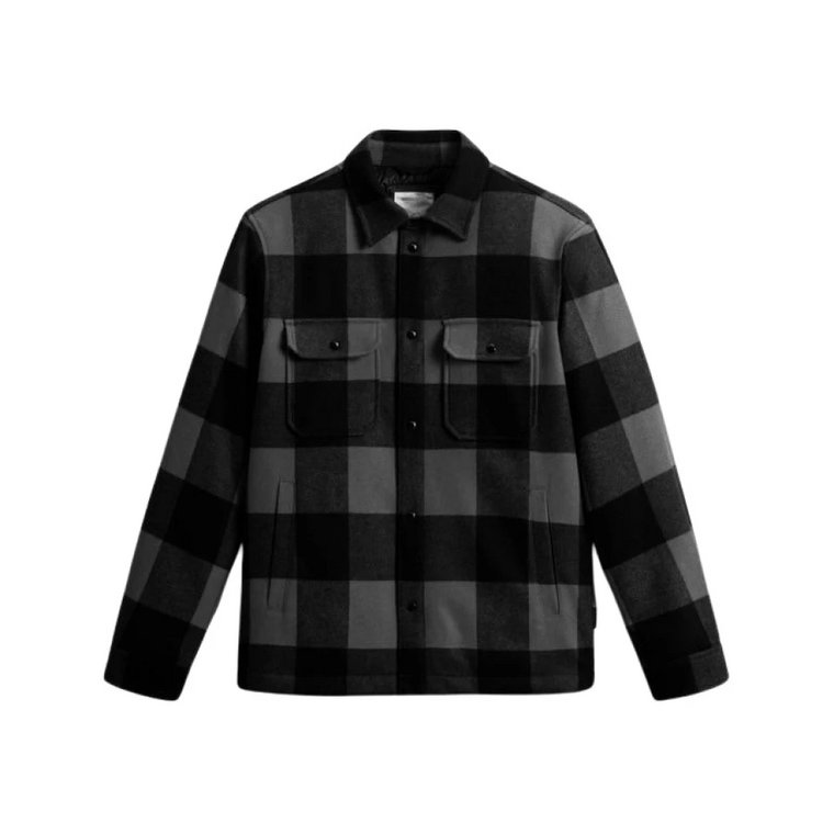 Alaskan Wool Check Overshirt Charcoal Buffalo Woolrich