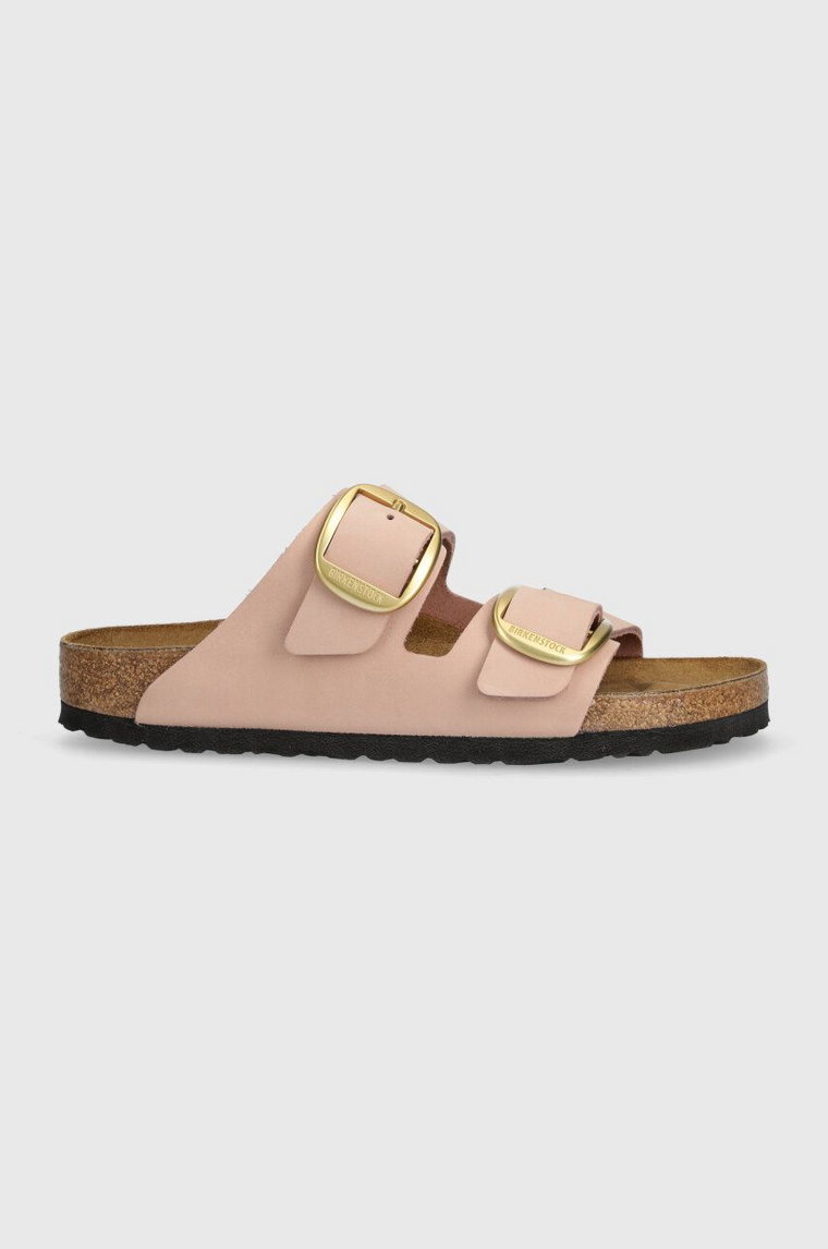 Birkenstock klapki nubukowe Arizona Big Buckle kolor różowy 1026583