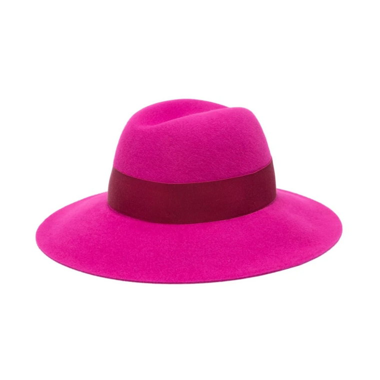 Fioletowy kapelusz Claudette z szerokim rondem Borsalino