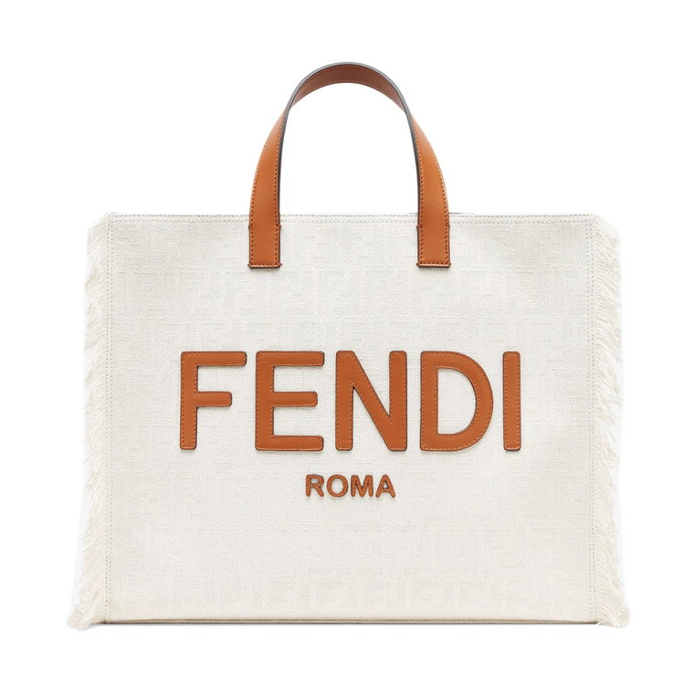 Biała Torba Shopper z Frędzlami Fendi