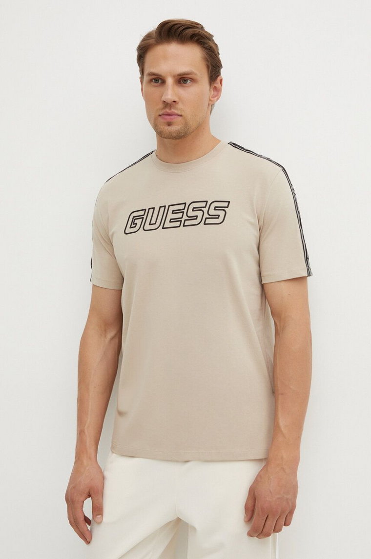 Guess t-shirt ARLO męski kolor beżowy z aplikacją Z4GI18 J1314