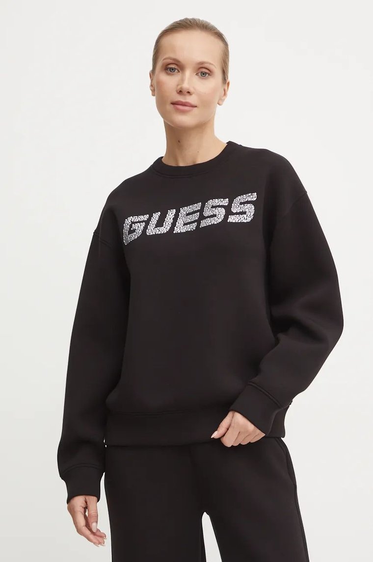 Guess bluza CECILIA damska kolor czarny z aplikacją V4BQ15 K7UW2