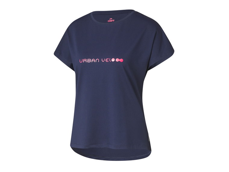 CRIVIT T-shirt damskifunkcyjny, wydłużony tył (Granatowy, XS (32/34))