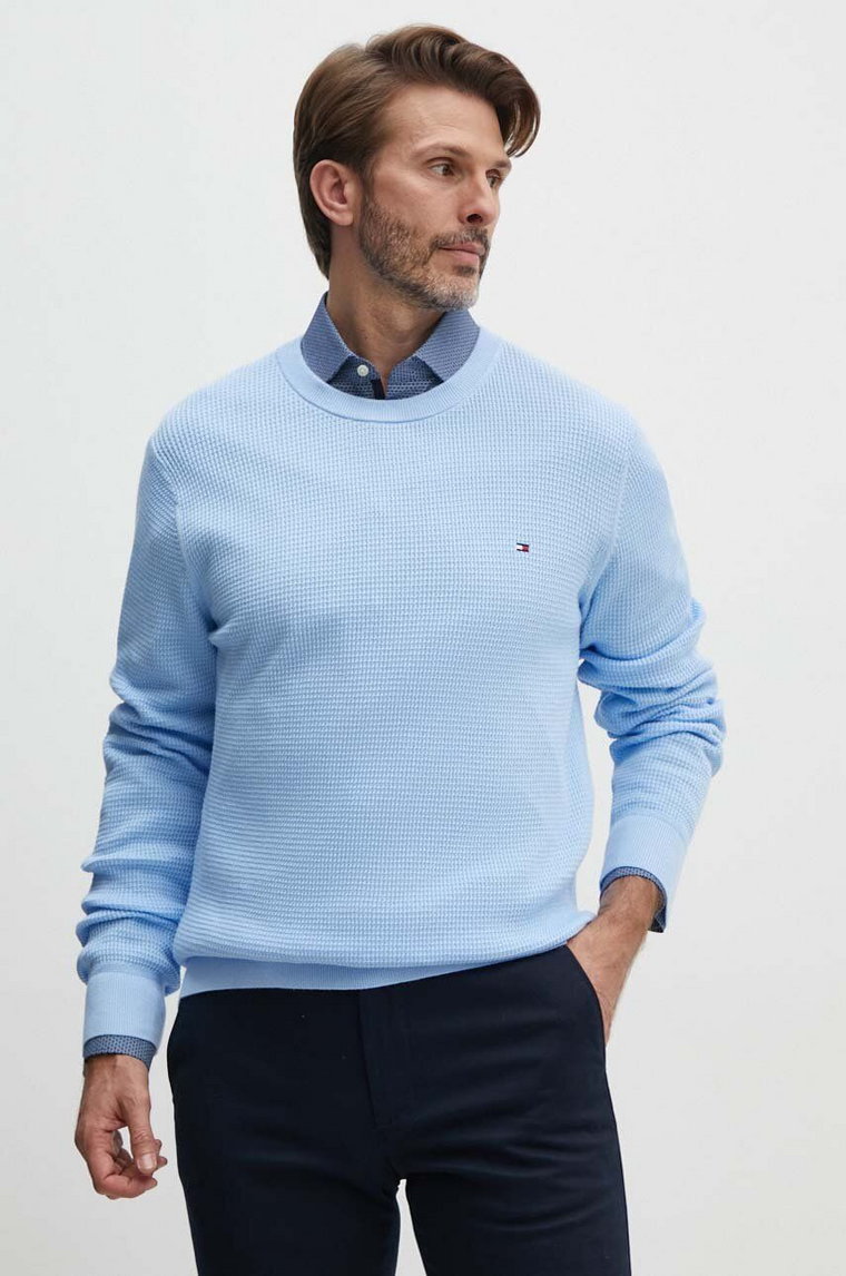 Tommy Hilfiger sweter bawełniany kolor niebieski  MW0MW35470