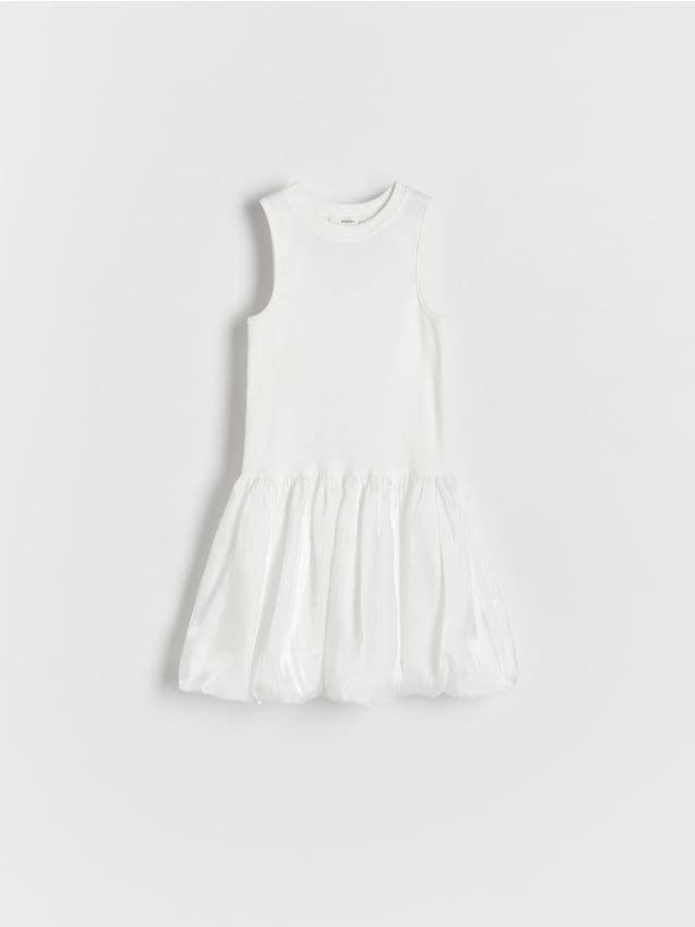 Reserved - Sukienka z ozdobnym dołem - biały