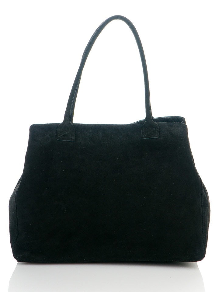 ORE10 Skórzany shopper bag "Plaso" w kolorze czarnym - 41 x 28 x 7 cm