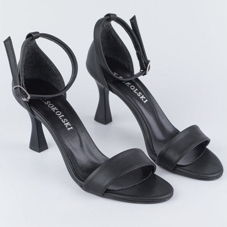 Czarne sandały damskie na szpilce z zakrytą piętą T.Sokolski Fd04