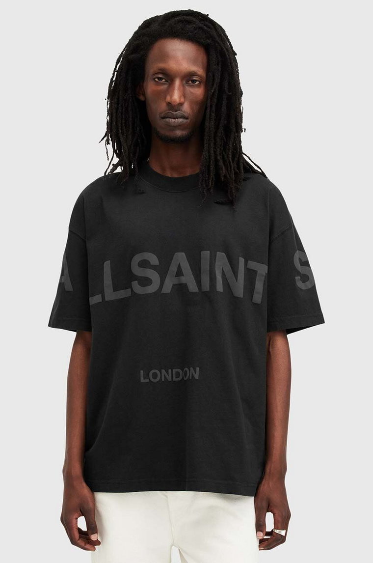 AllSaints t-shirt bawełniany BIGGY kolor czarny z nadrukiem M088PB