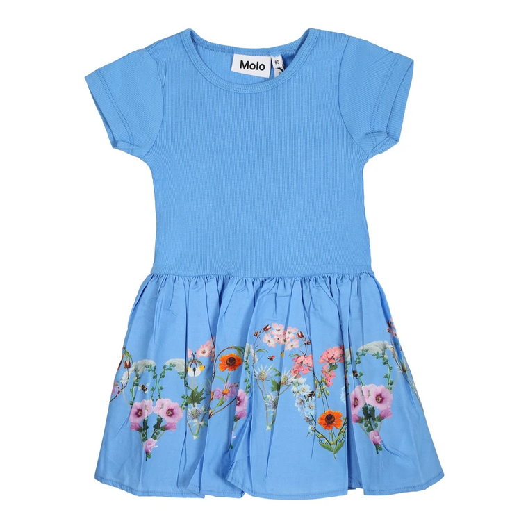 Lekka niebieska sukienka z kwiatowym wzorem Molo