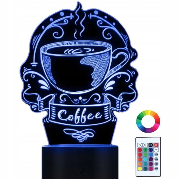 Lampka Nocna 3D Led Kawiarnia Barista Kawa Grawer