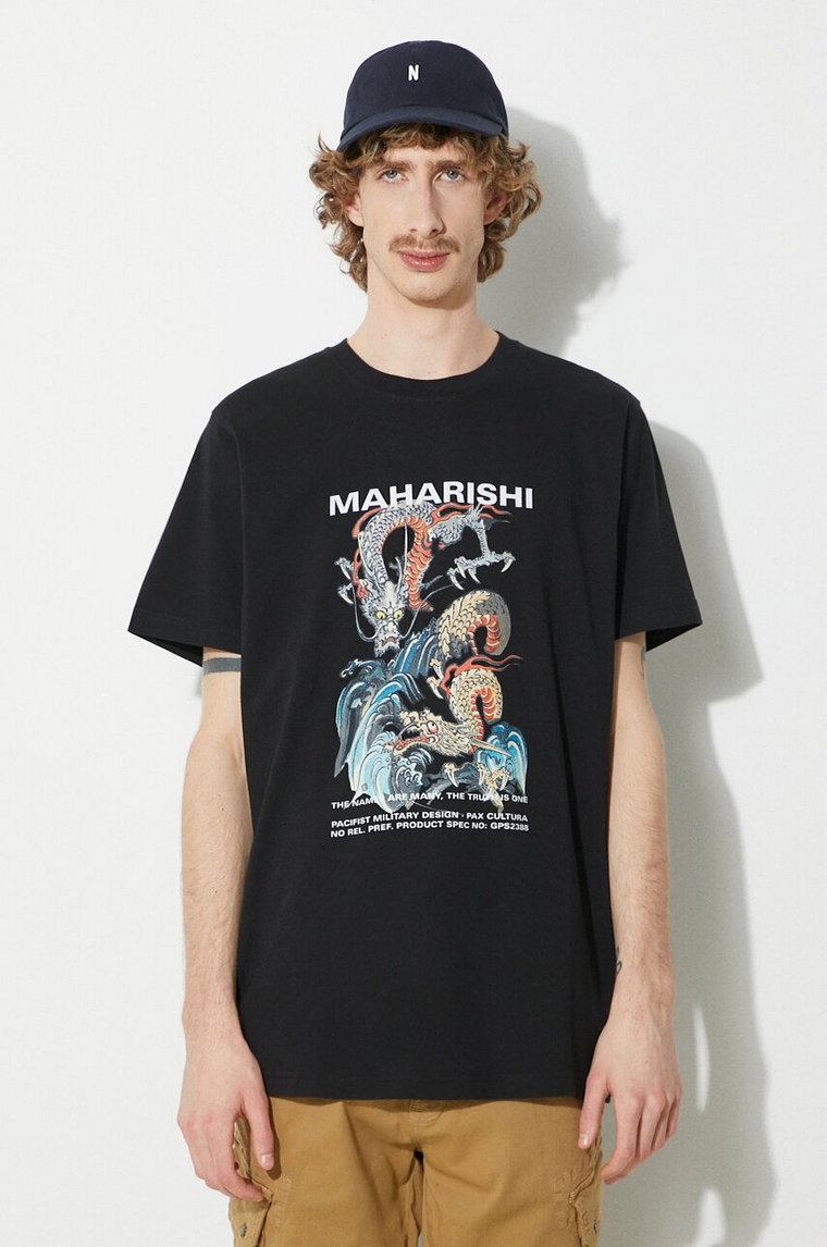 Maharishi t-shirt bawełniany Double Dragons Organic T-Shirt męski kolor czarny z nadrukiem 1080.BLACK