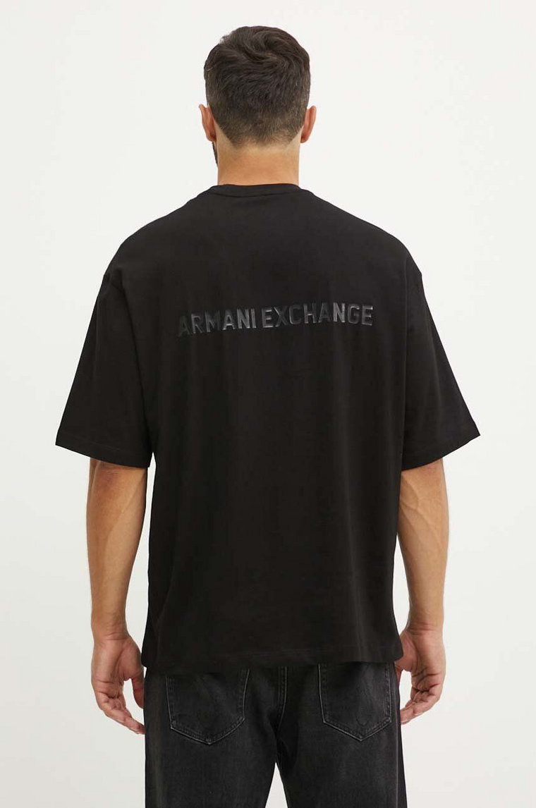 Armani Exchange t-shirt bawełniany męski kolor czarny z nadrukiem 6DZTLS ZJLFZ