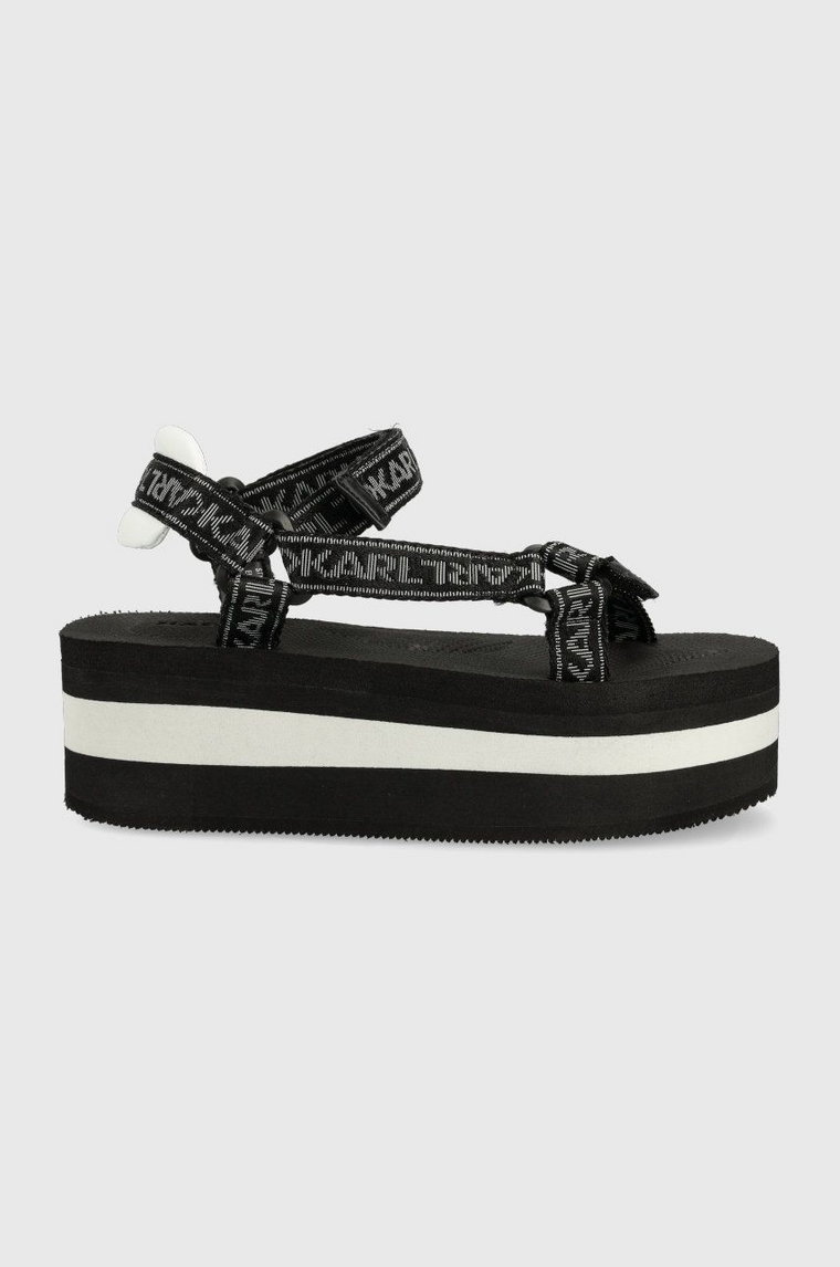 Karl Lagerfeld sandały VELOCITA HI WEDGE KL82900 damskie kolor czarny na platformie