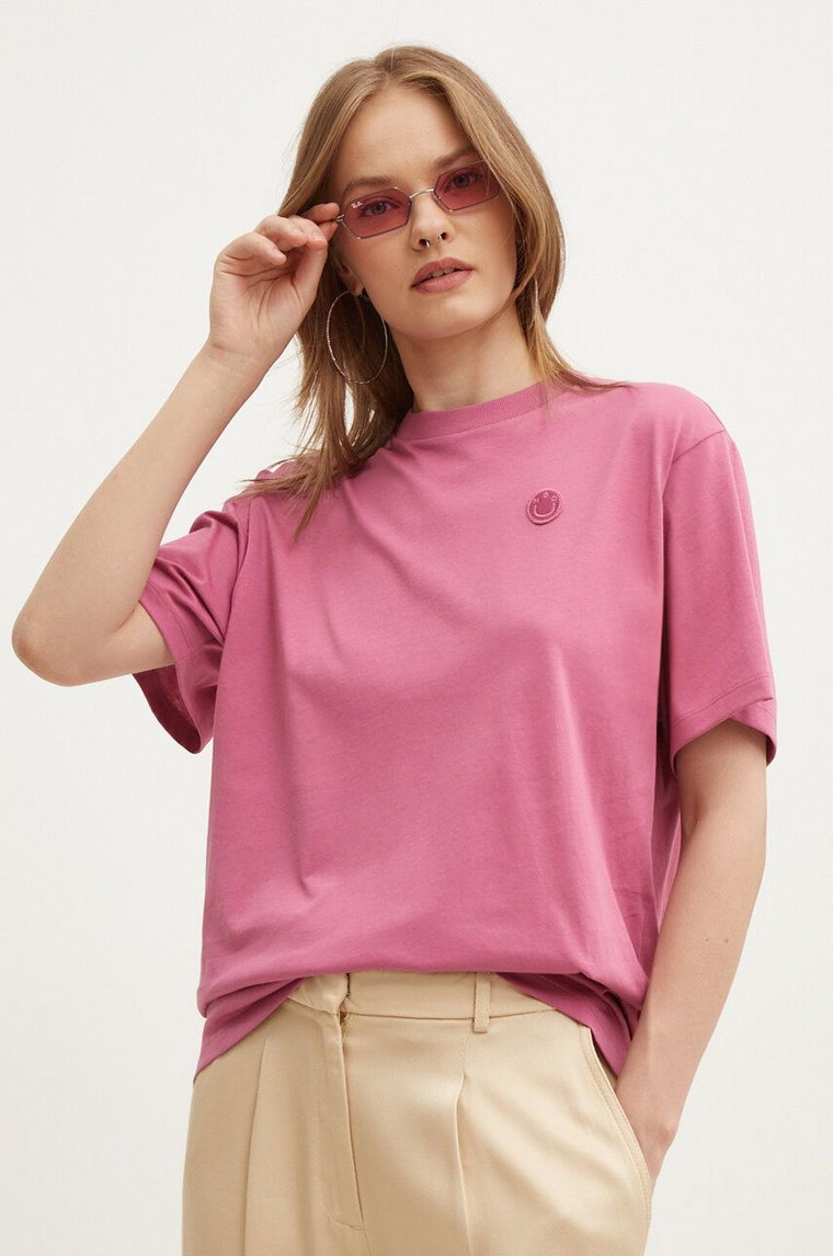 Hugo Blue t-shirt bawełniany damski kolor różowy 50518139