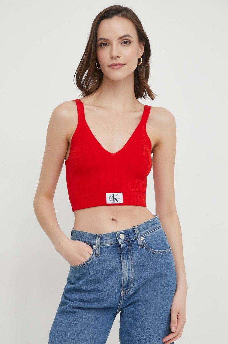 Calvin Klein Jeans top damski kolor czerwony