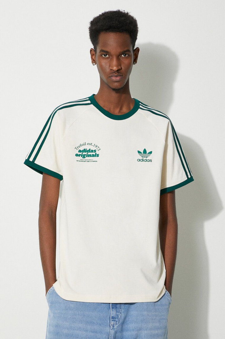 adidas Originals t-shirt bawełniany Sport Graphic Cali męski kolor beżowy z nadrukiem IU0217