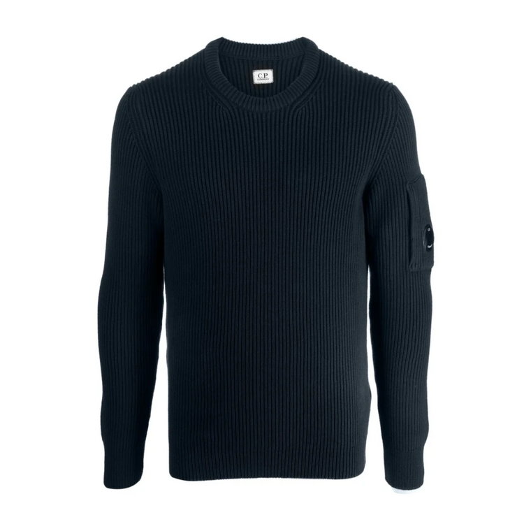 Niebieski Sweter z Konstrukcją w Wzór Żebrowany C.p. Company