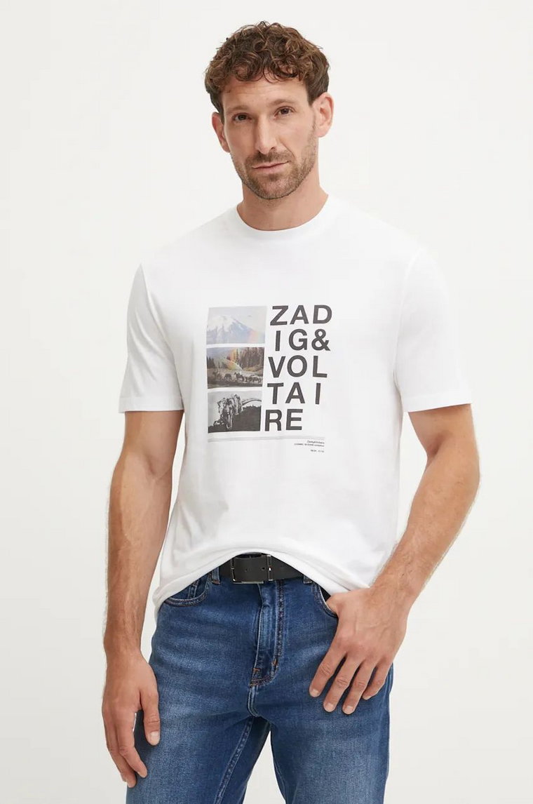 ZADIG&VOLTAIRE t-shirt bawełniany męski kolor biały z nadrukiem JMTS00659