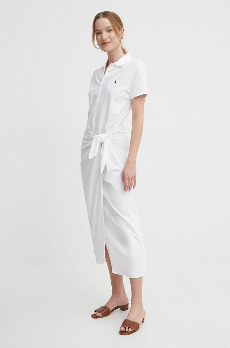 Polo Ralph Lauren sukienka kolor biały maxi rozkloszowana 211935605