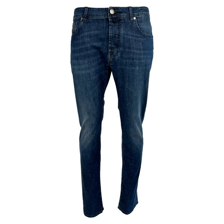 Ciemnoniebieskie Bard Linen Slim-Fit Jeans Jacob Cohën