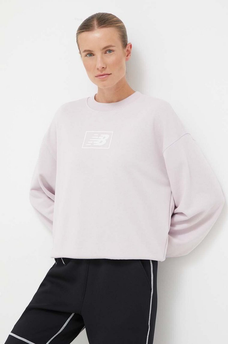New Balance bluza damska kolor różowy z nadrukiem