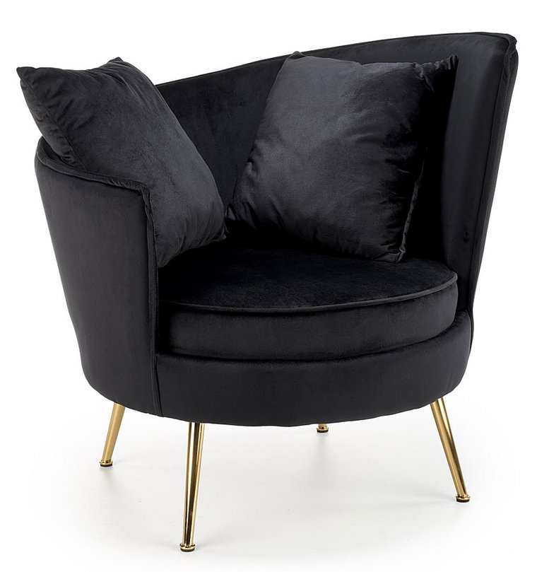 Czarny welurowy fotel wypoczynkowy - Varcon