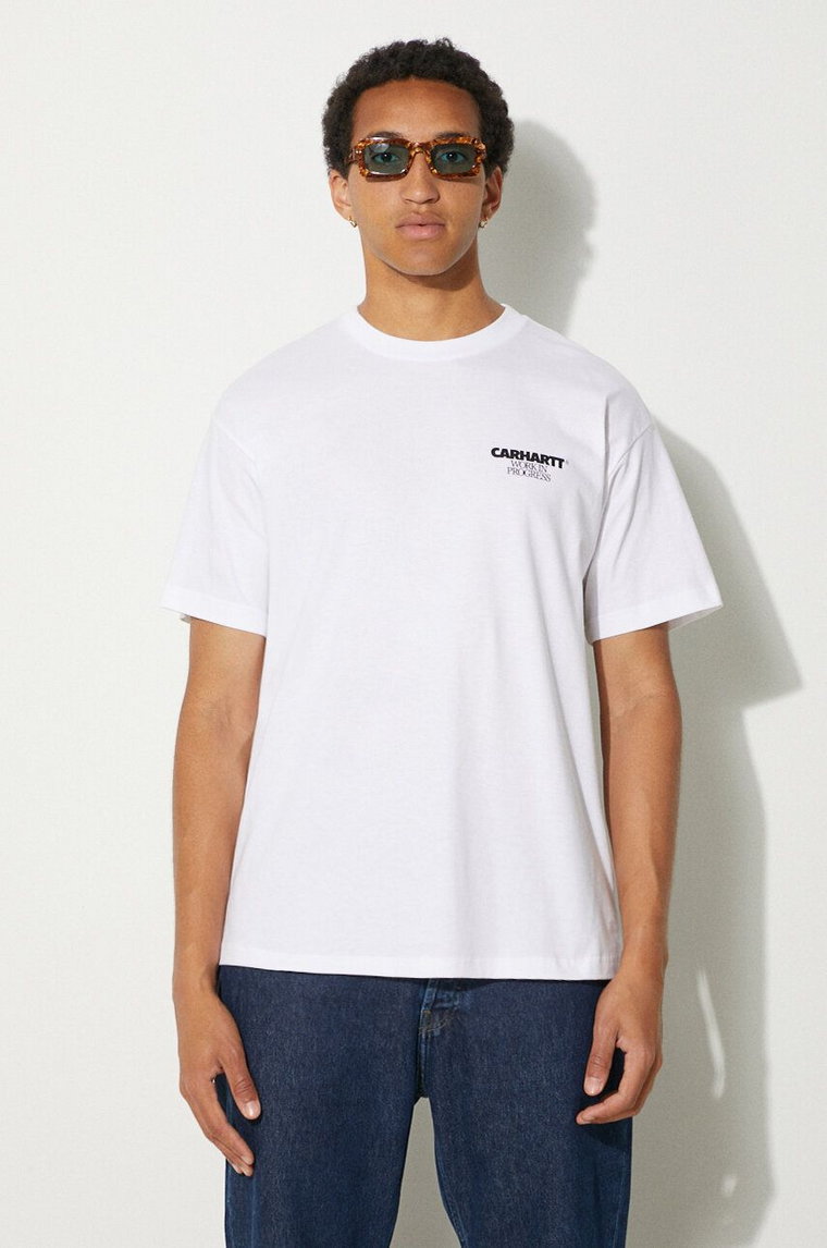 Carhartt WIP t-shirt bawełniany Ducks męski kolor biały z nadrukiem I033662.02XX