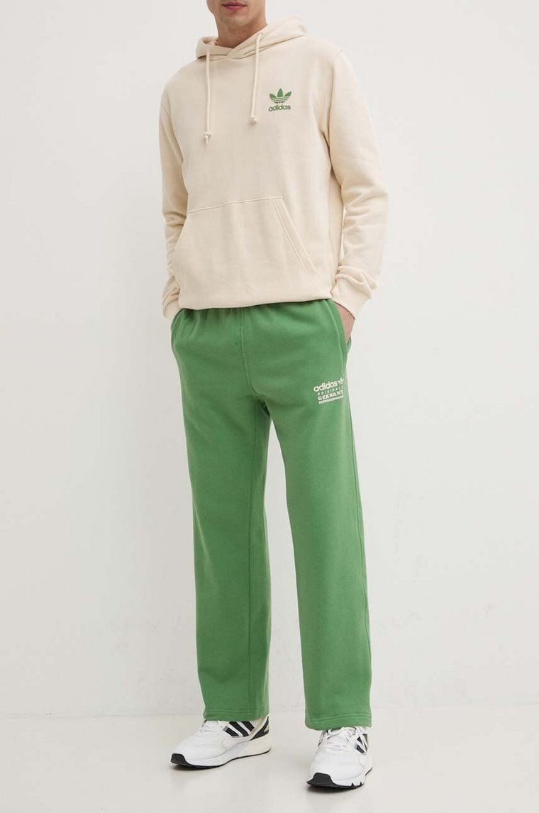 adidas Originals spodnie dresowe bawełniane kolor zielony gładkie IR9328