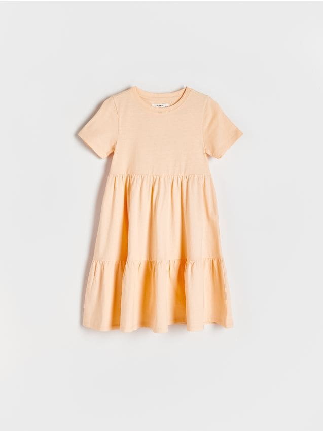 Reserved - Sukienka z bawełny - jasnopomarańczowy