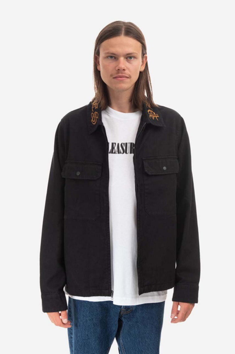 PLEASURES kurtka jeansowa Temper Work Jacket kolor czarny przejściowa P22F029-BLACK P22F029-GREEN