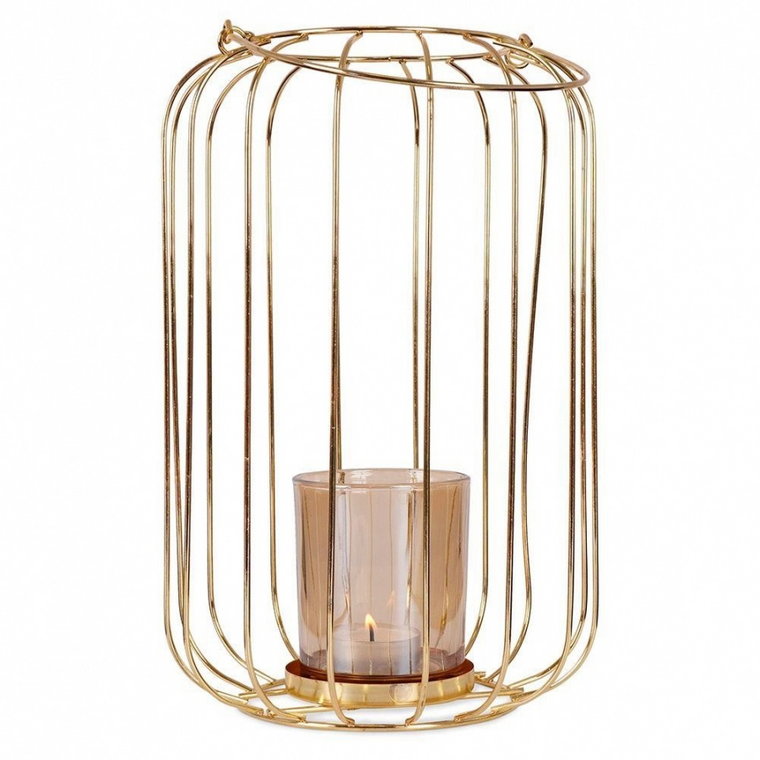 Lampion świecznik na świeczkę tealight metalowy złoty 26 cm kod: O-569502