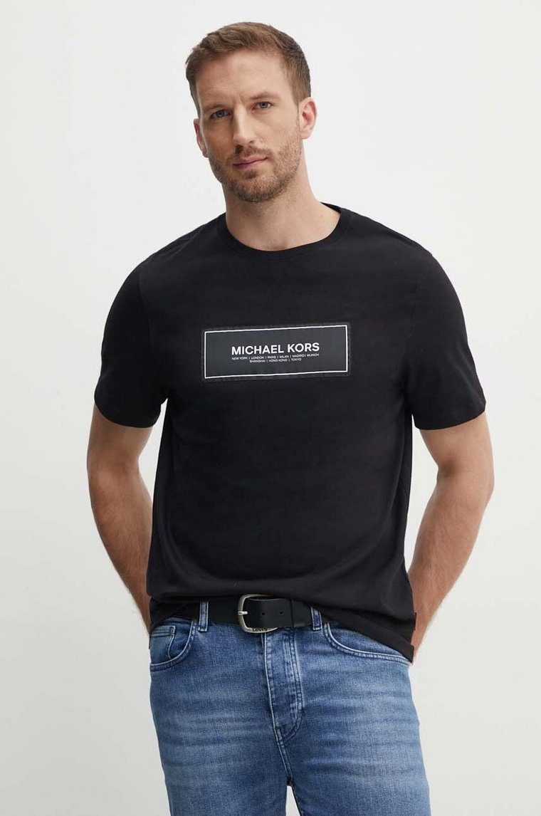 Michael Kors t-shirt bawełniany męski kolor czarny gładki CT4525L1V2