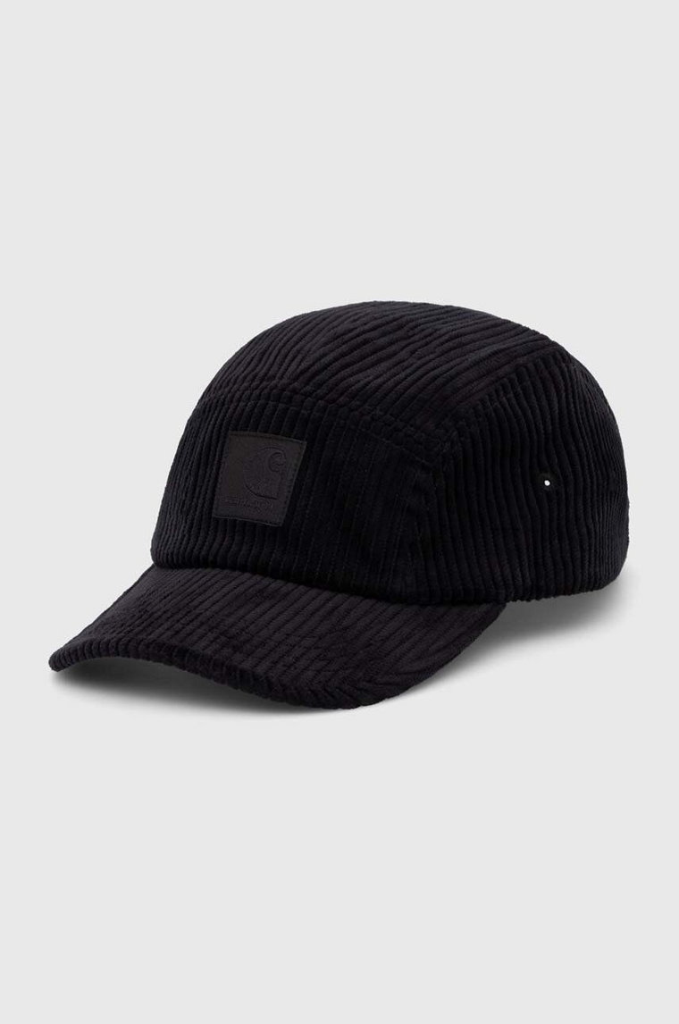 Carhartt WIP czapka z daszkiem sztruksowa Erie Cap kolor czarny z aplikacją I032452.89XX
