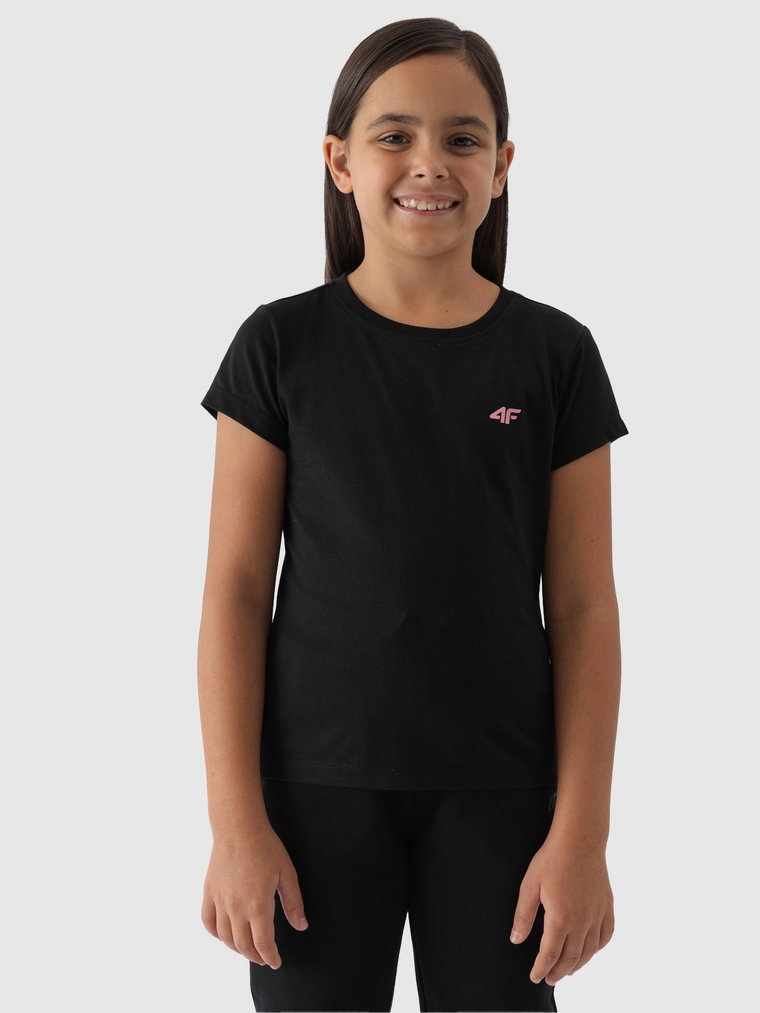 T-shirt gładki dziewczęcy - głęboka czerń