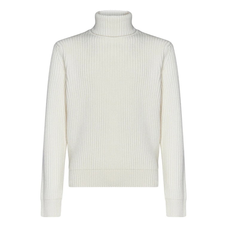 Biała sweter z kaszmiru z golfem Malo