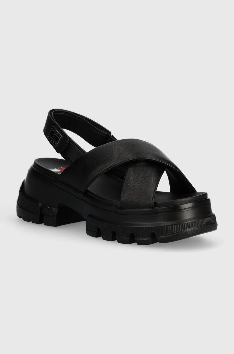 Tommy Jeans sandały TJW CHUNKY CITY SANDAL damskie kolor czarny na platformie EN0EN02525