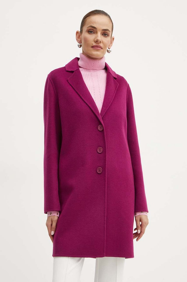 Twinset płaszcz wełniany kolor różowy przejściowy 242TP2062