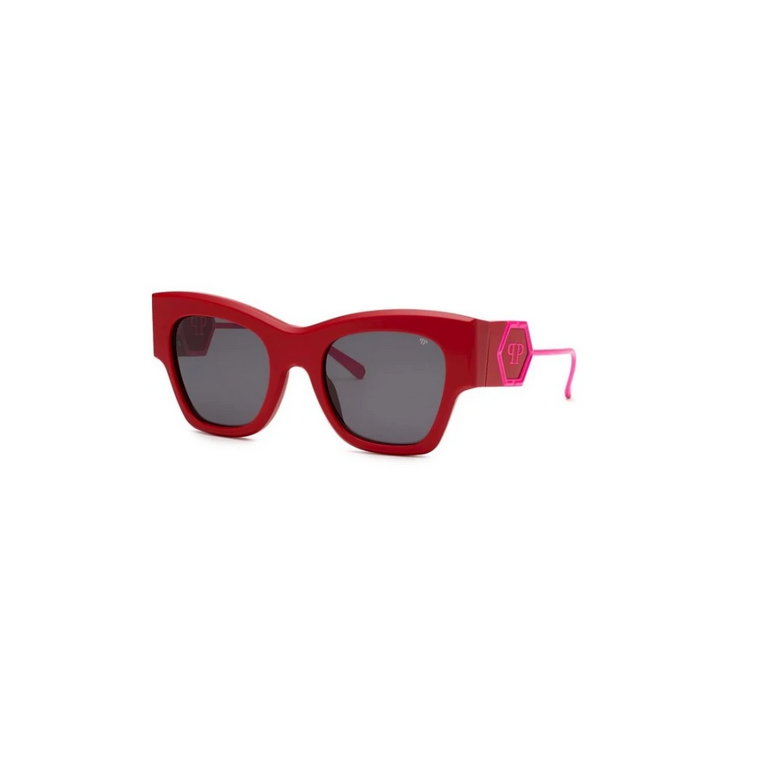 Shiny Full RED Okulary przeciwsłoneczne z Smoke Soczewkami Philipp Plein