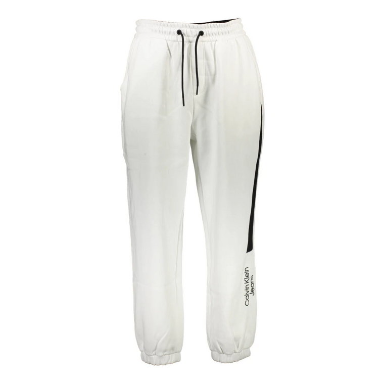 Sportowe Białe Jeansy z Elastycznym Pasem Calvin Klein