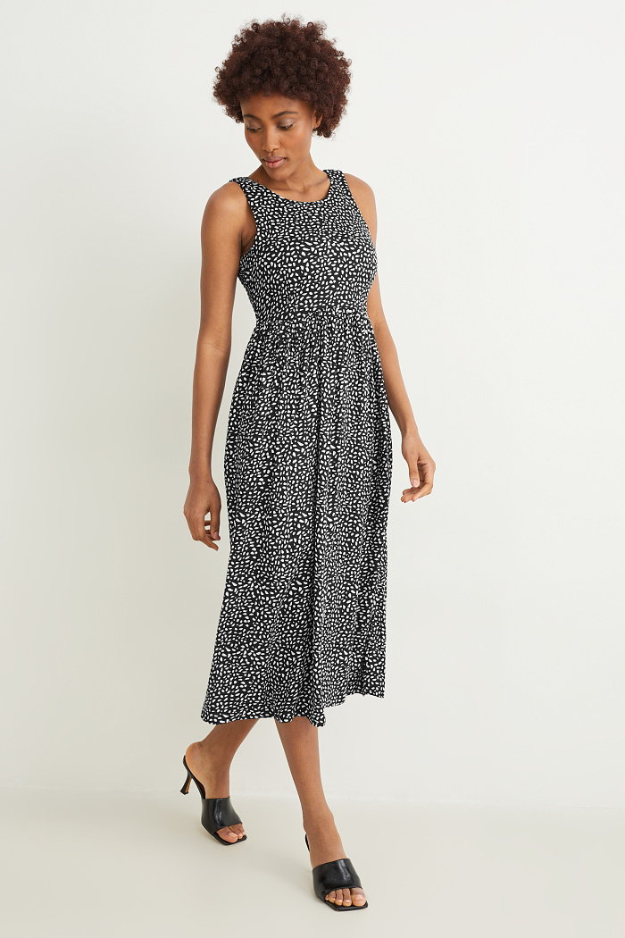 C&A Sukienka fit & flare z linii Basic-wzorzysta, Czarny, Rozmiar: 40