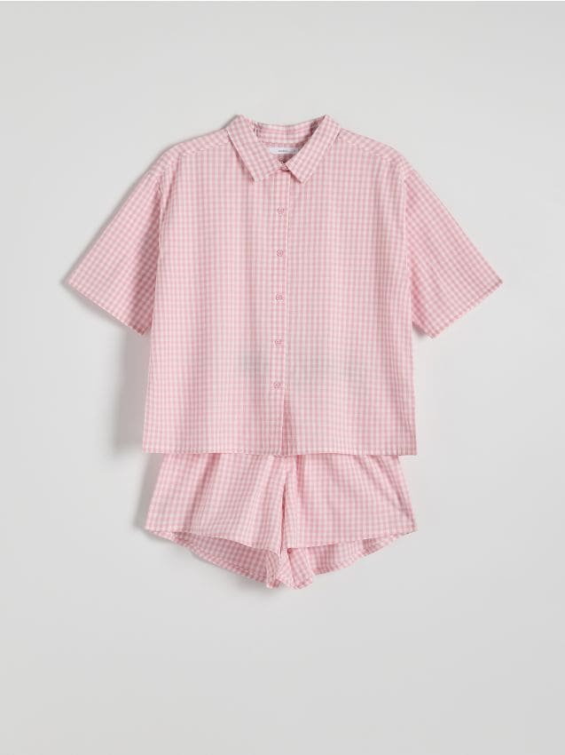 Reserved - Dwuczęściowa piżama w kratę - różowy