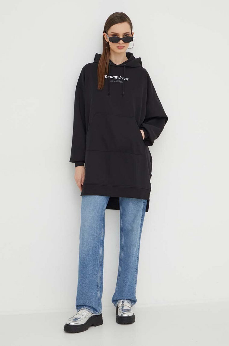 Tommy Jeans sukienka kolor czarny mini oversize