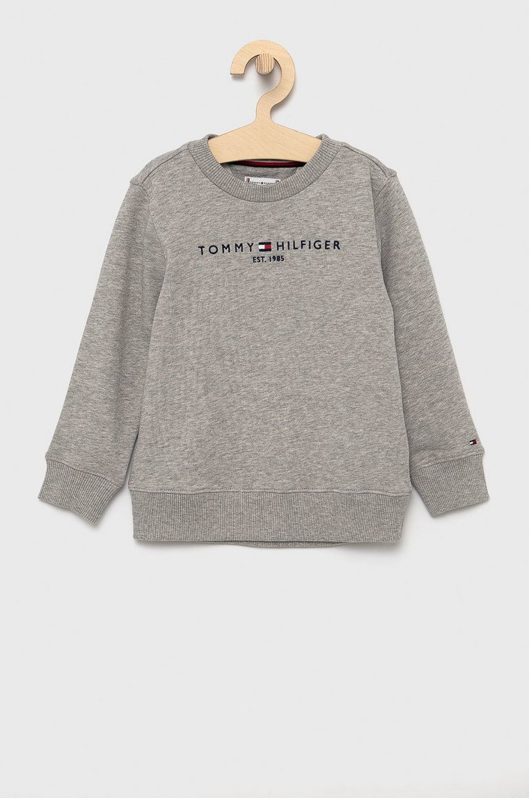 Tommy Hilfiger Bluza bawełniana dziecięca kolor szary z aplikacją KS0KS00212